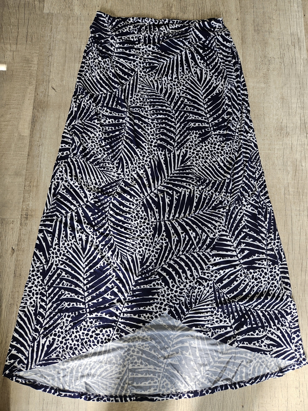 Cynthia Rowley Navy and White Leaf-Print Skirt